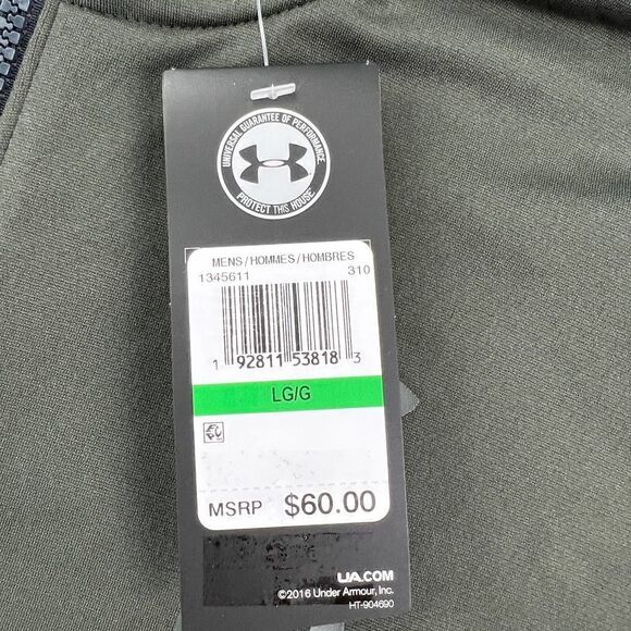 New Under Armour Men Khaki Gray Full Zip Jacket Stripes Long Sleeve Sport US L - Picture 8 of 9